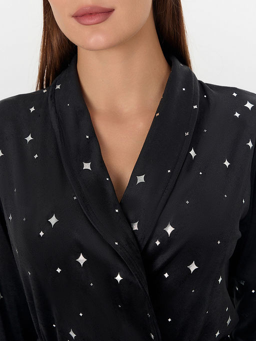 Халат женский черный с узором звезд - Mark formelle фото 4