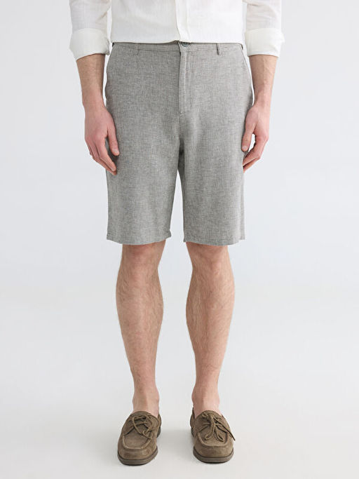 Regular Fit Keten Kar??ml? Erkek ?ort