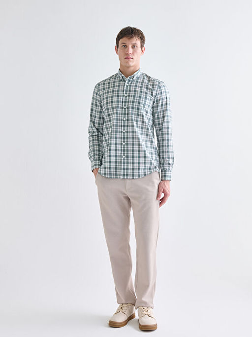 Regular Fit Uzun Kollu Ekose Poplin Erkek G?mlek
