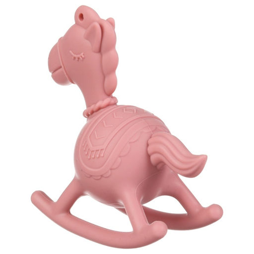Игрушка - прорезыватель силиконовый с погремушкой Крошка Я Лошадка, розовый