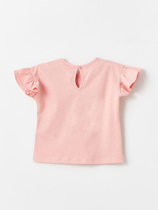 Bisiklet Yaka K?sa Kollu Bask?l? K?z Bebek Ti??rt ve ?ort 2li Tak?m - Waikiki фото 3