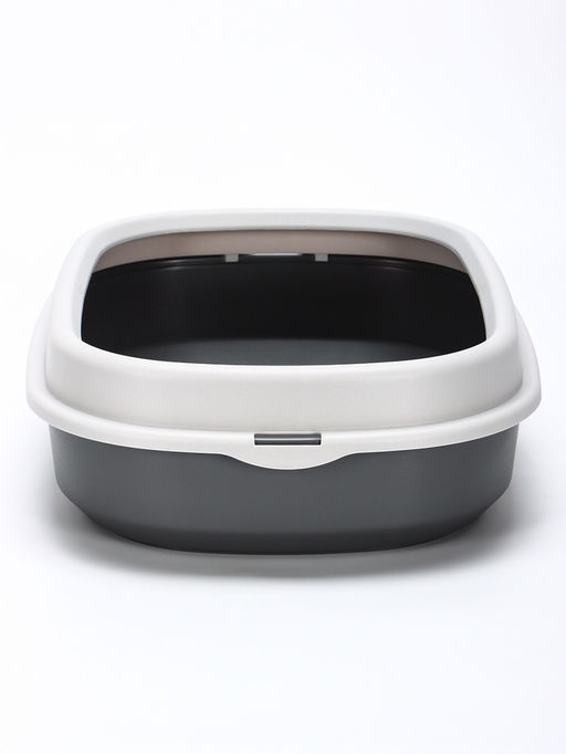 Лоток для кошек "Фур-Мур", 48×35.5 см, с бортом и совком, покрытие Soft-touch, цвет смоки