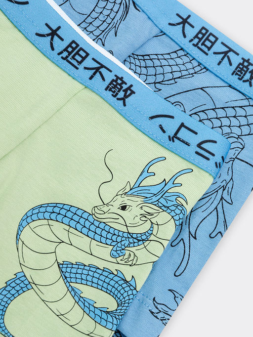 Трусы для мальчиков боксеры мультипак (2 шт.) в пыльно-зеленом цвете с драконами - Mark formelle фото 3