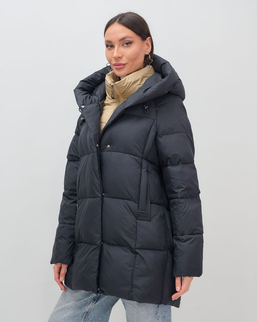 Куртка двубортная женская зимняя с капюшоном черного цвета 7736Ch Бренд: Visdeer  фото 5