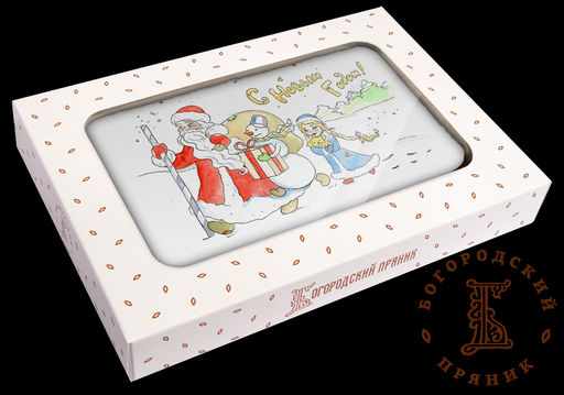 Сувенирные пряники (фотопечать) 170 гр. Новогодняя троица 2 Сгущенка