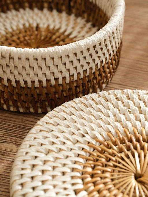 Корзинка плетёная из ротанга, 14×14×5.5 см