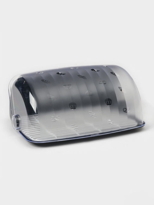 Хлебница с крышкой «Рондо», 34×26×15.5 см, пластик, чёрная