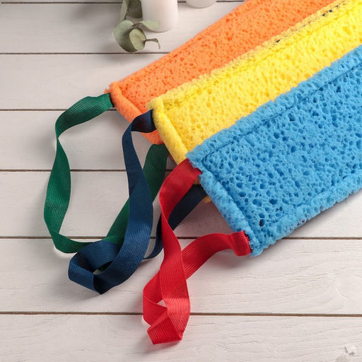 Губка для тела жёсткая «Банный скраб», 37×12 см, МИКС