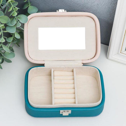 Шкатулка кожзам для украшений Растения в горшочках сине-розовая 5х15х10 см - Simaland фото 3