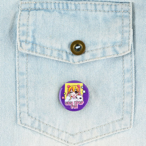 Цена за 10 шт. Значок металлический закатной Милые анимешки, d=2.5 см, МИКС