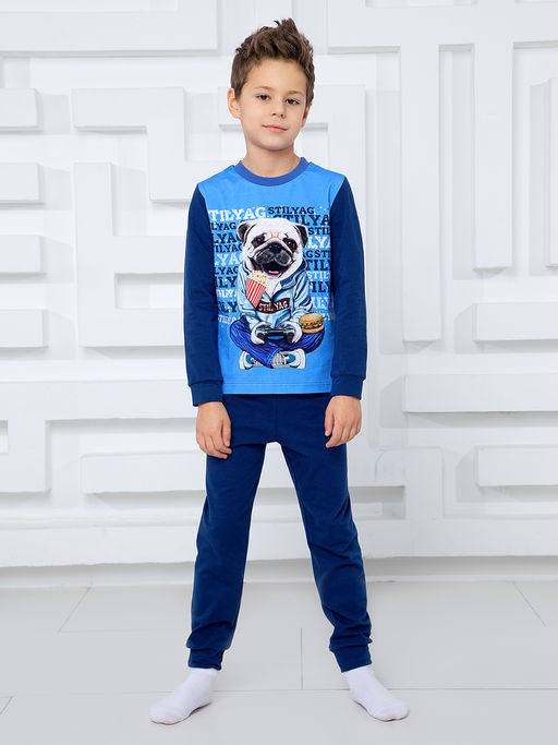 Пижама "Мопс",синий