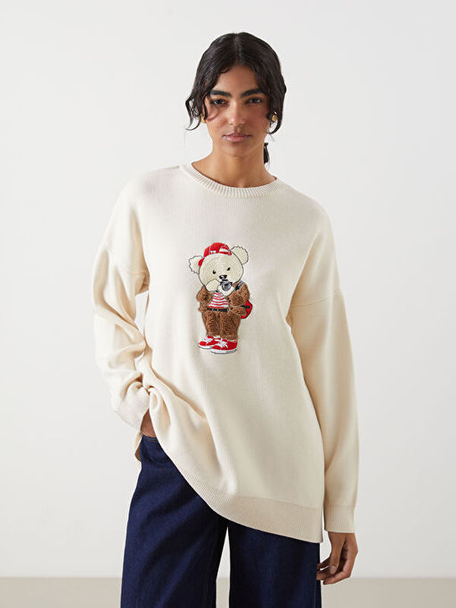 Ay? Teddy Nak??l? Oversize Kad?n Triko Tunik