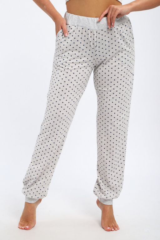 Брюки женские из кулирки на манжете звезды на мел.серый