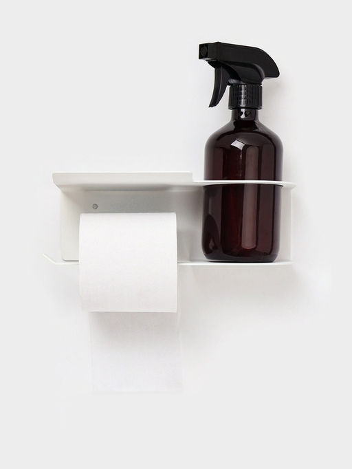 Держатель для туалетной бумаги с полочкой с отверстием для освежителя, цвет белый