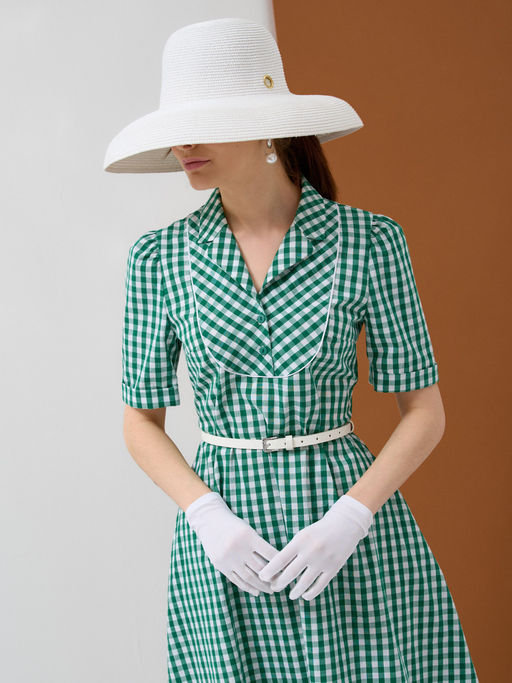 Платье хлопок клетка зелено-белая - Tantino фото 8