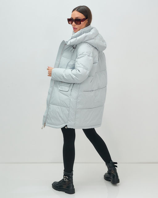 Куртка зимняя женская с капюшоном модная голубого цвета 3193Gl - Visdeer фото 12