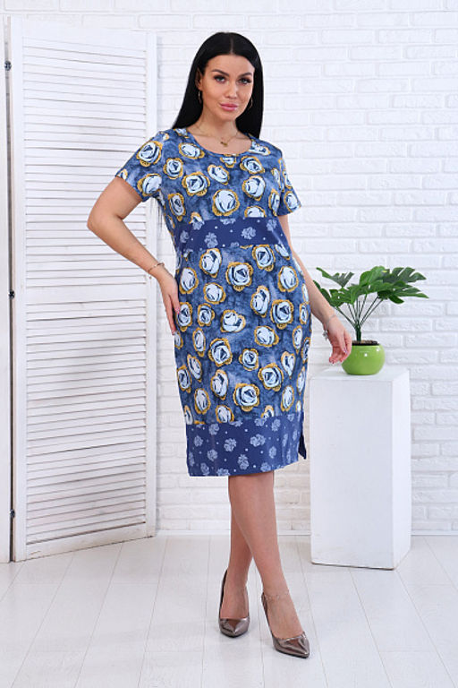 Платье трикотажное - Джинс (346) - Плиона фото 3