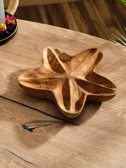 Менажница «Морская звезда», 24×24×5 см, дерево джати, коричневая