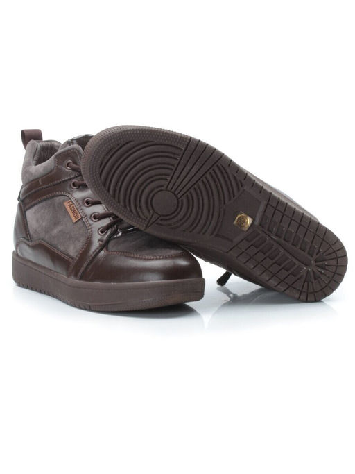 04-PA-18Z BROWN Ботинки зимние женские (натуральная замша и кожа, шерсть)