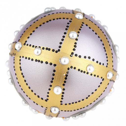 Елочная игрушка шар стеклянная д9,5см, лавандовый перламут, ручная художественная роспись, подарочная упаковка (Россия) - Домашняя мода фото 5