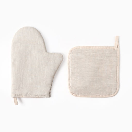 Кухонный набор «Этель» Magnifica: варежка 20×28 см, прихватка 19×19 см, лён 100%, 180 г/м²