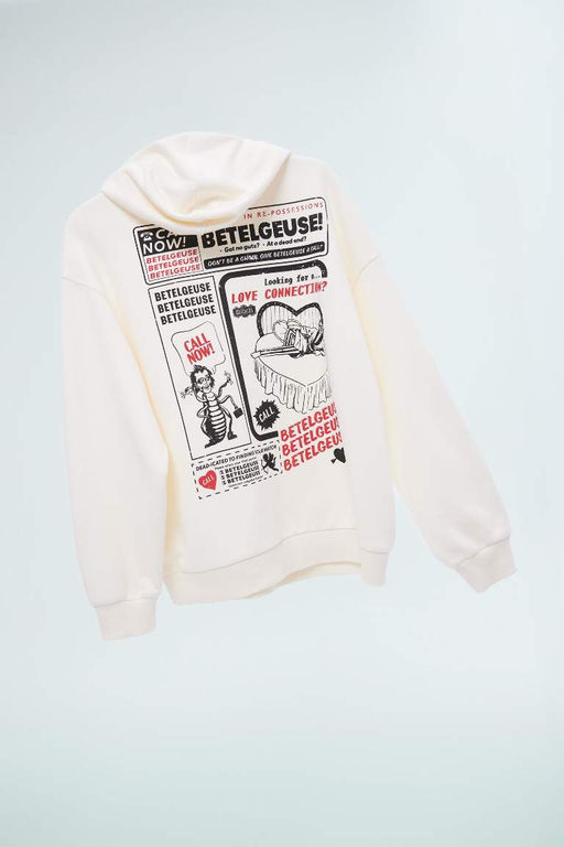 Женская толстая толстая толстая толстая толстовка с капюшоном и принтом Cool Beetlejuice Oversize, широкий крой - Defacto фото 10