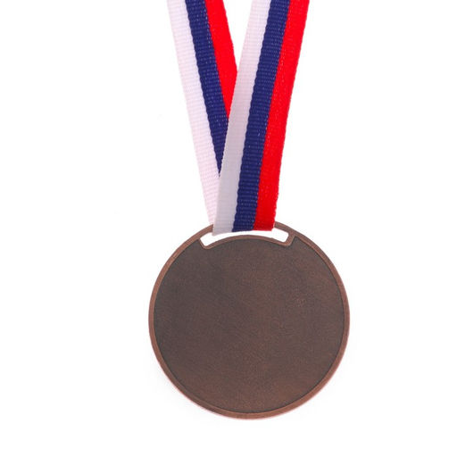 Медаль под нанесение «Лавры», d=5 см, бронза, с лентой триколор