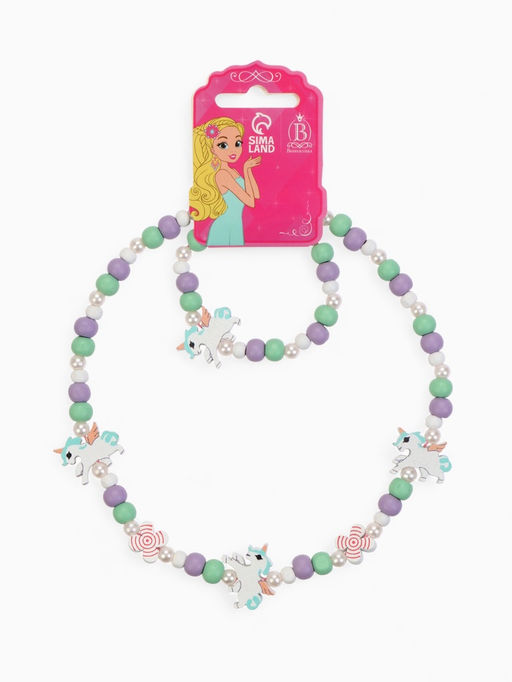 Набор детских украшений Выбражулька «Единорог», 2 предмета: бусы, браслет, разноцветный