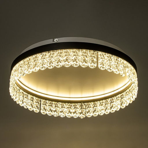 Люстра BayerLux «Бахрома», LED, 63 Вт, 3000-6000К, черное золото, 50×50×12 см