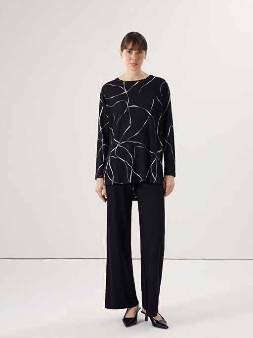 Bisiklet Yaka Desenli Kad?n Bluz