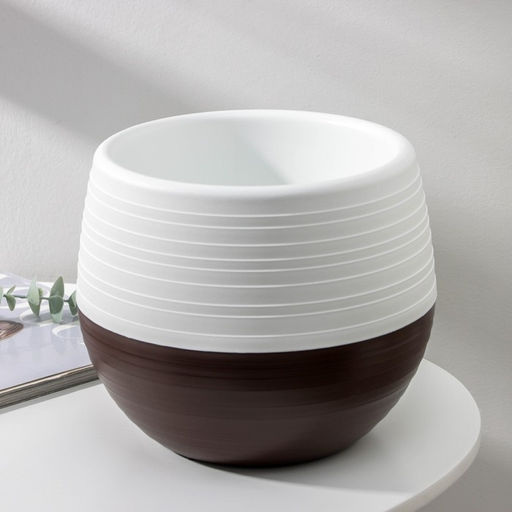 Горшок для цветов «Япония», 3 л, белый-тёмно-коричневый