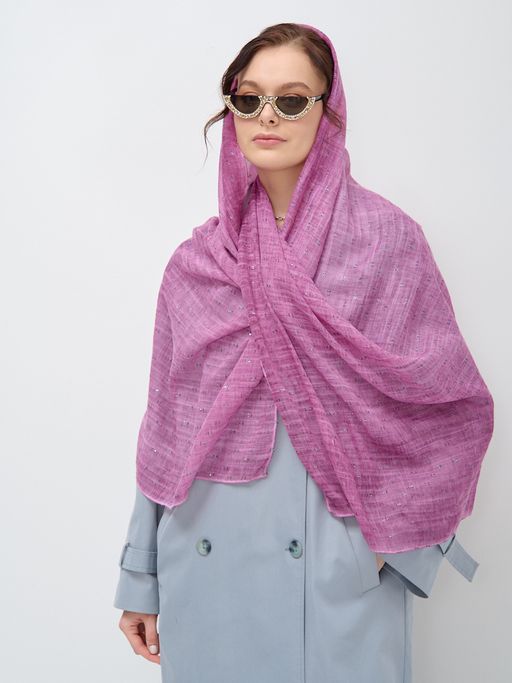 Лен с хлопком . Большой, красивый двусторонний палантин с необычной выработкой по всему полотну изде - Tantino фото 3