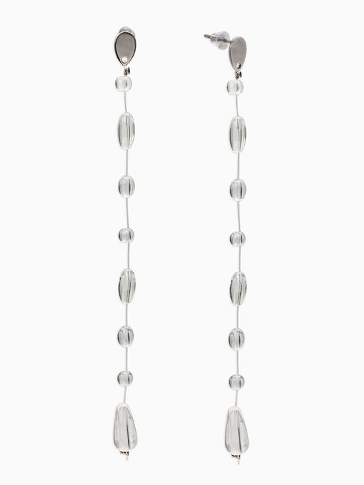 Серьги на леске "Капля росы", цвет белый в серебре