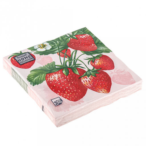 Салфетки бумажные Bouquet Home Collection Classic 33х33см, 3-х слойные, 20 штук в упаковке, 100% целлюлоза, Клубника (Россия) - Домашняя Мода фото 2