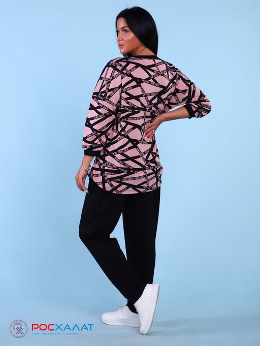 Трикотажный костюм с брюками пудрово-розовый К-60 (4)