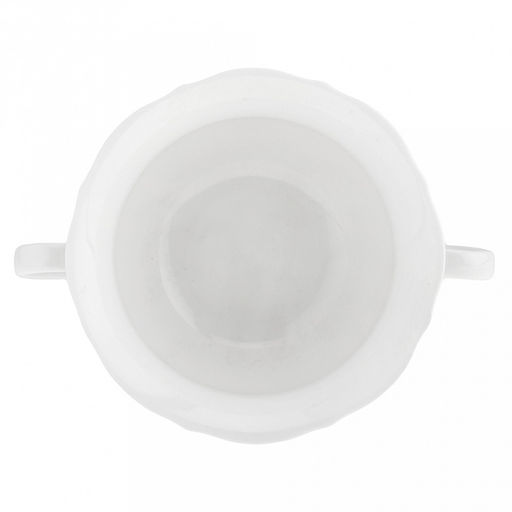 "Совершенство" Бульонница фарфоровая 280мл, д11,3х6,5см, с ручками, белый, рельефный декор, волнистый край (Китай)