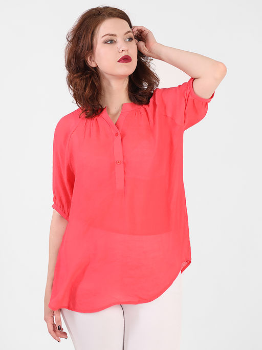 Рубашка женская тонкая розовая из хлопка - Almond фото 3