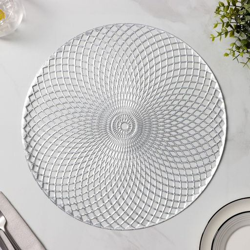 Набор салфеток сервировочных на стол Доляна Вира, 4 шт, d=38 см, цвет серебряный  фото 8