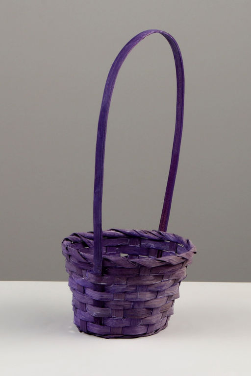 Корзина плетёная для хранения, 13×13×9.5 см, ручка h=21 см, бамбук, фиолетовая