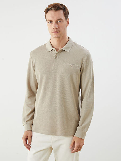 Polo Yaka Uzun Kollu Erkek Sweatshirt