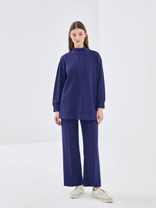 Dik Yaka Oversize Kad?n Sweatshirt Tunik