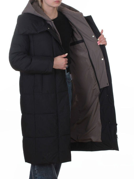 A610 BLACK Пальто зимнее женское со съемным жилетом (200 гр. био-пух)
