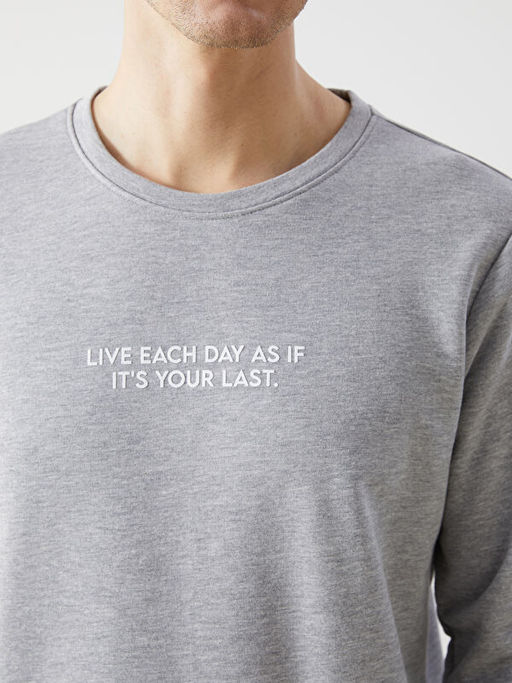 Bisiklet Yaka Uzun Kollu Erkek Sweatshirt