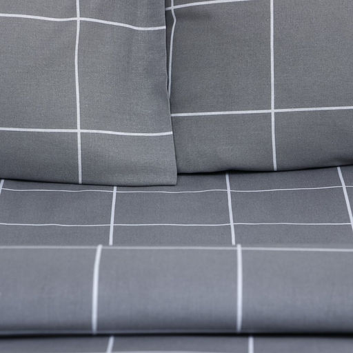 Постельное бельё Этель 2 сп Клетка цвет серый 175х215, 200х220, 50х70-2 шт, бязь, 125 г/м2 фото 2