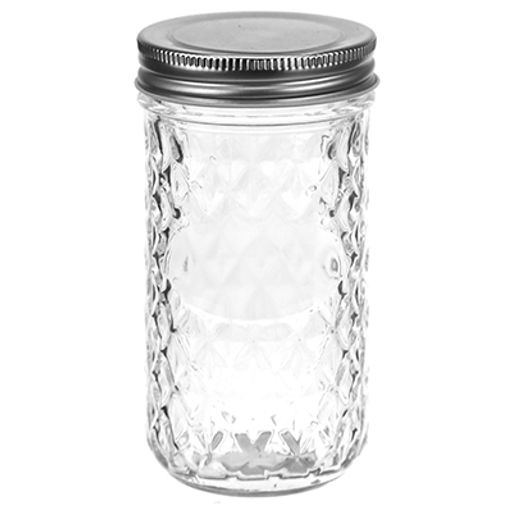 Банка стеклянная с винтовой крышкой Домашнее варенье 0,35л, h13,8см, диаметр горла - 5,8см, металлическая крышка тфист-офф (Китай)