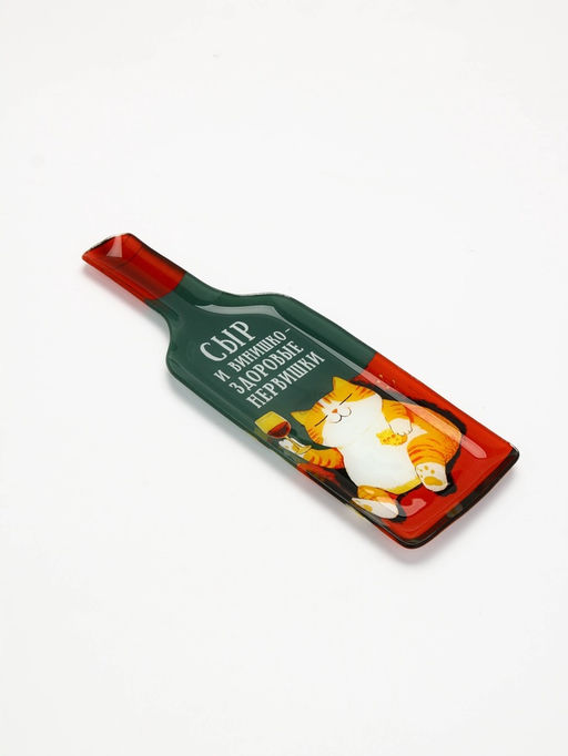 Тарелка в форме бутылки «Котик», 11.3×34.5 см
