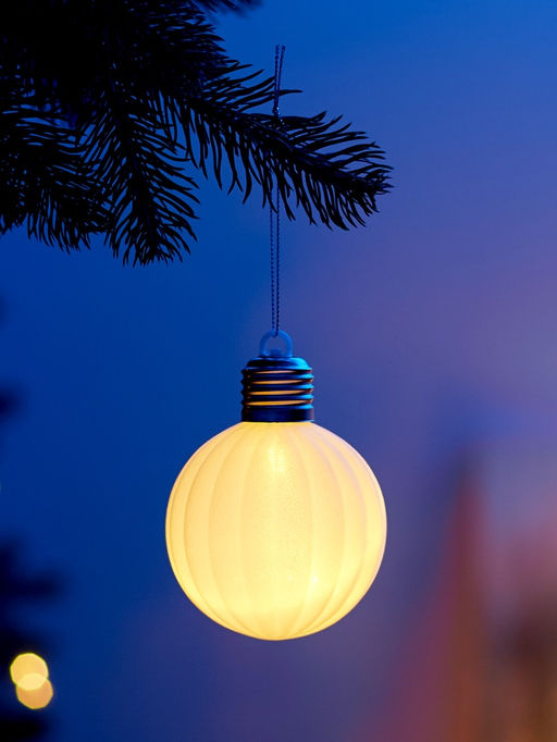 Елочный шар Бархатный зефир 8 см, 1 LED, от батареек LR443, свечение тёплое белое