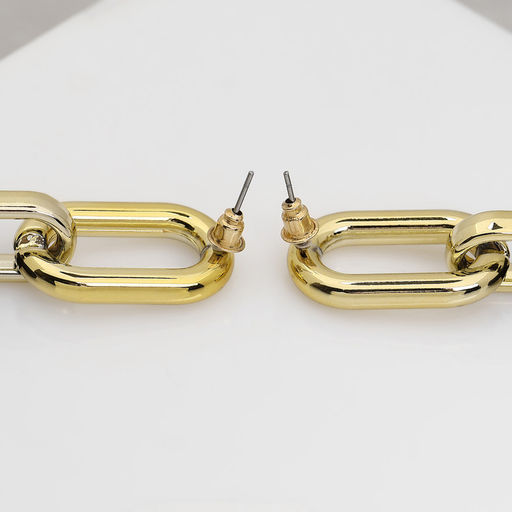 Серьги металл Цепь диск, 3 звена, цвет золотисто-чёрный