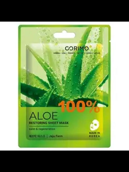 Corimo Маска тканевая для лица "Восстановление" 100% ALOE 22г (Ю. Корея)
