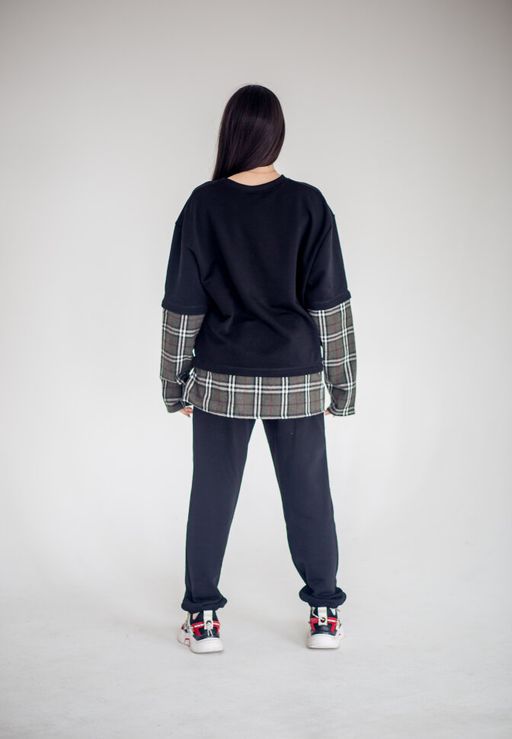 302 Костюм комбинированный, черный/хаки клетка - Knitka wear фото 9